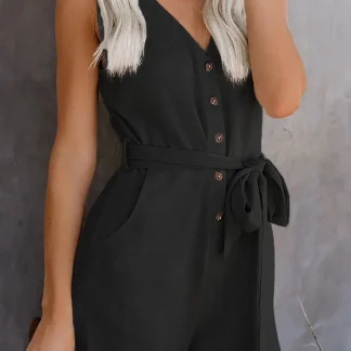 Ribbon Tie Waist Overalls