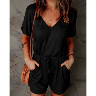 V-Neck Short Sleeve Overall