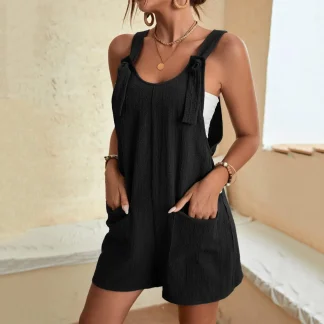 Tie Shoulder Short Overalls