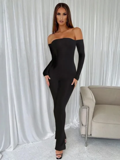 Off Shoulder Long Sleeve Overall - Image 2