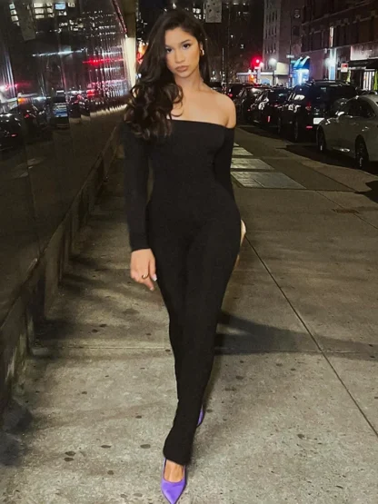 Off Shoulder Long Sleeve Overall - Image 3