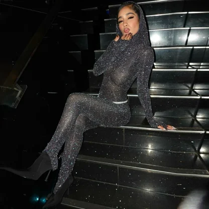 Sexy Bodycon Hooded Overall - Image 2