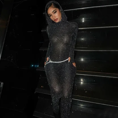 Sexy Bodycon Hooded Overall