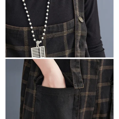 Vintage-Like Plaid Overalls - Image 6
