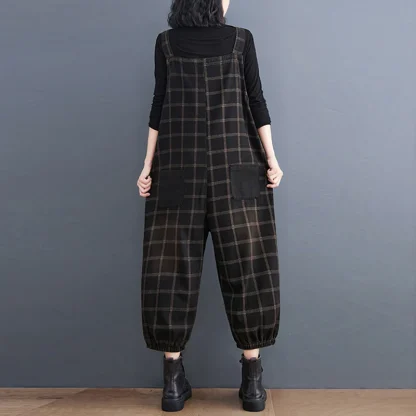 Vintage-Like Plaid Overalls - Image 2