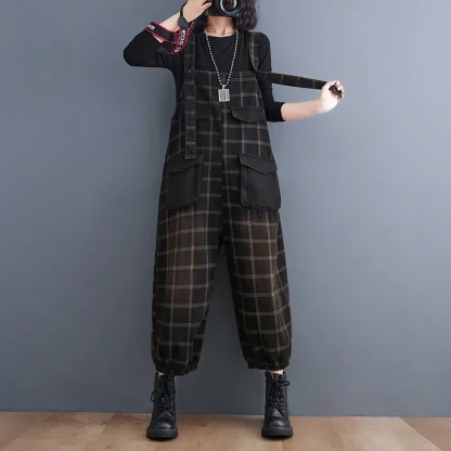 Vintage-Like Plaid Overalls
