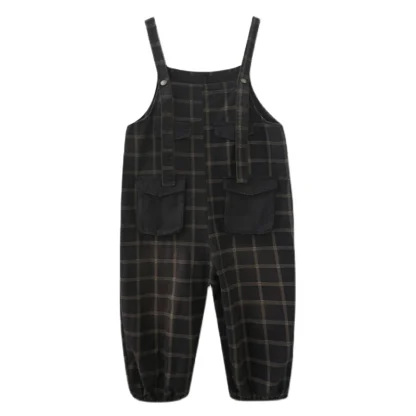 Vintage-Like Plaid Overalls - Image 3