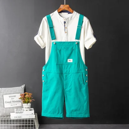 Retro Color Bib Overalls Shorts - Image 2
