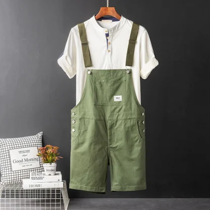 Retro Color Bib Overalls Shorts - Image 4
