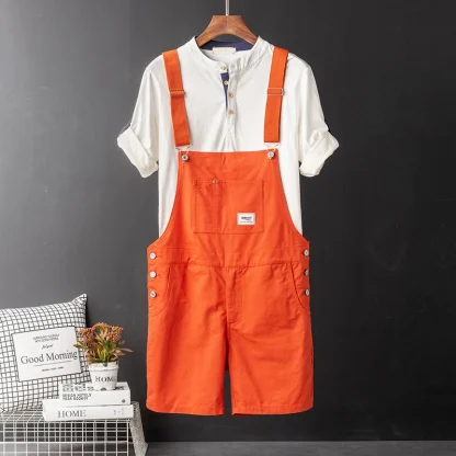 Retro Color Bib Overalls Shorts - Image 3