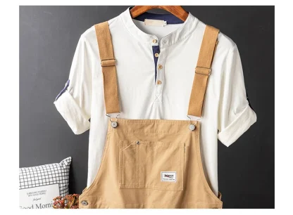 Retro Color Bib Overalls Shorts - Image 6