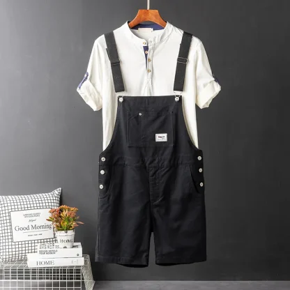 Retro Color Bib Overalls Shorts - Image 5