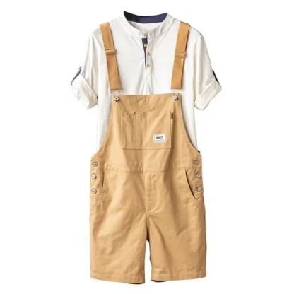 Retro Color Bib Overalls Shorts