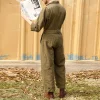 Military Style Khaki Overall