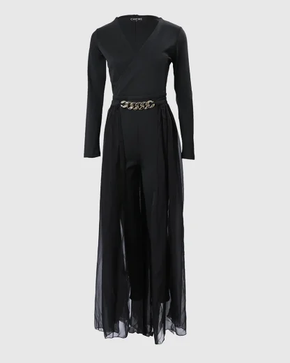 Sparkling Chain Detail Overalls - Image 6